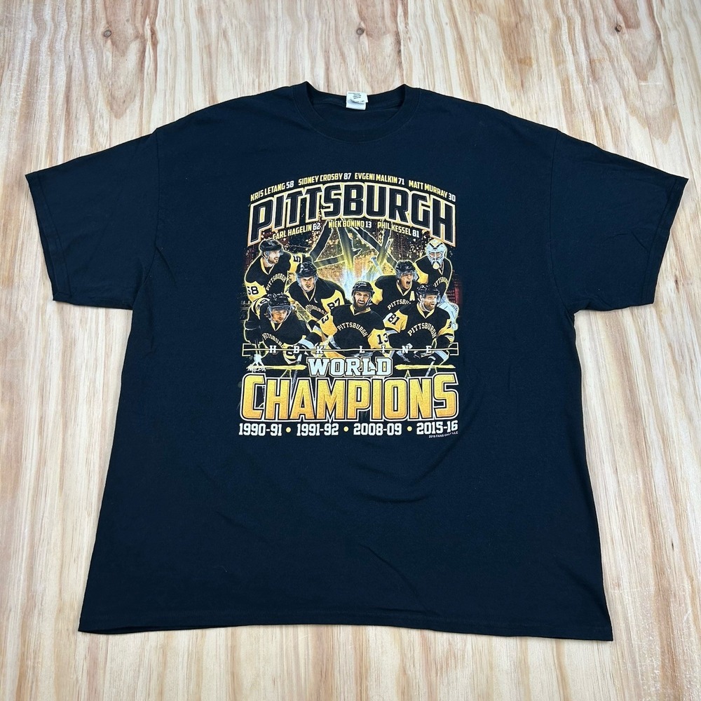 2016 Stanley Cup World Champions Pittsburgh Penguins T Shirt NHL 2XL Sports
